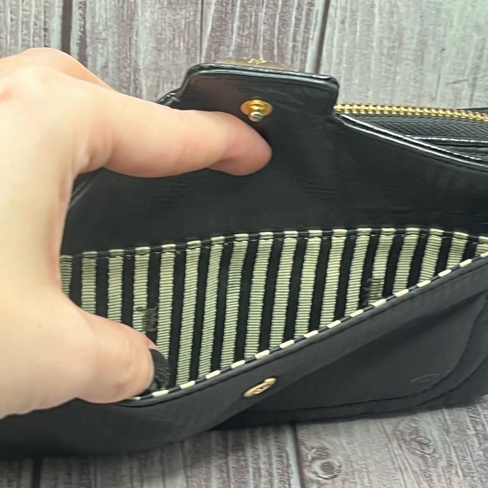 L.A.M.B VTG Y2K Gwen Stefani Black Zip Wallet Patent Leather & Fabric RARE - Picture 15 of 16